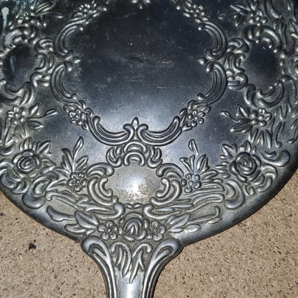 Silver-plated Hand Held vanity mirror